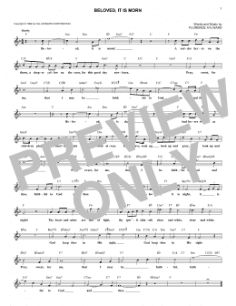 page one of Beloved, It Is Morn (Lead Sheet / Fake Book)