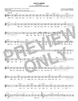 page one of That's Amore (That's Love) (Lead Sheet / Fake Book)