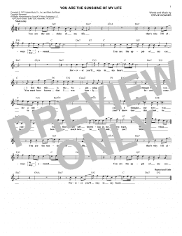 page one of You Are The Sunshine Of My Life (Lead Sheet / Fake Book)