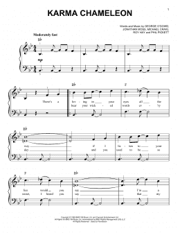 page one of Karma Chameleon (Easy Piano)