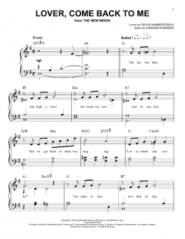 page one of Lover, Come Back To Me (Easy Piano)