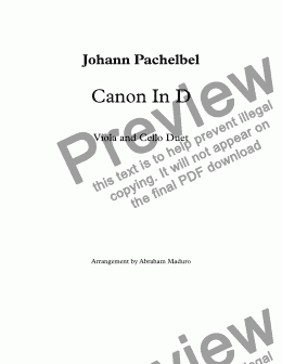 page one of Canon In D 