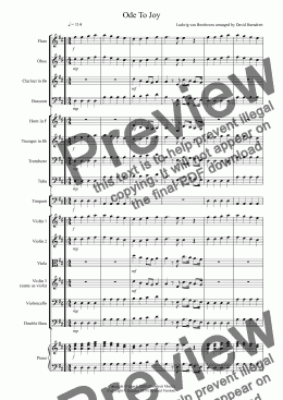 page one of Ode To Joy for School Orchestra