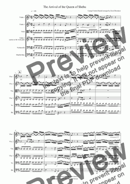 page one of Arrival of the Queen of Sheba for String Orchestra