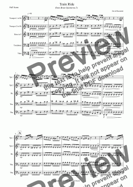 page one of Train Ride (from Brass Quintet No.3) for Clarinet Quintet