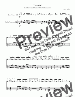 page one of Travelin' Duet for Snare Drum and Mallet Percussion