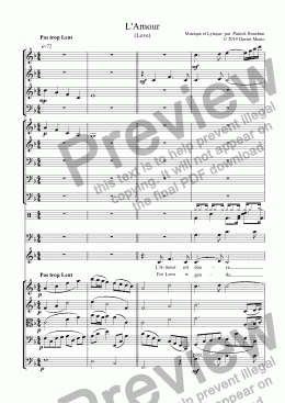 page one of L'Amour (Love) for Solo Singer and Orchestra