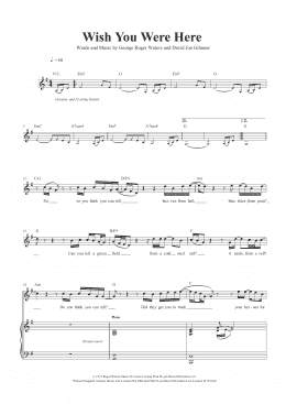 page one of Wish You Were Here (Piano & Vocal)