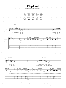 page one of Elephant (Guitar Tab)