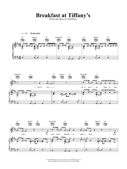 page one of Breakfast At Tiffany's (Piano, Vocal & Guitar Chords (Right-Hand Melody))