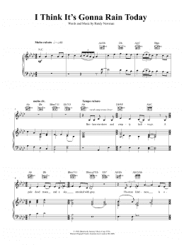 page one of I Think It's Going To Rain Today (Piano, Vocal & Guitar Chords (Right-Hand Melody))