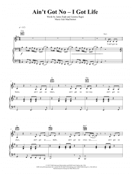 page one of Ain't Got No - I Got Life (Piano, Vocal & Guitar Chords (Right-Hand Melody))
