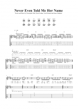 page one of Never Even Told Me Her Name (Guitar Tab)