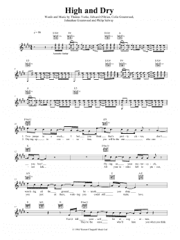 page one of High And Dry (Lead Sheet / Fake Book)