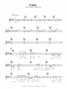 page one of Luka (Lead Sheet / Fake Book)