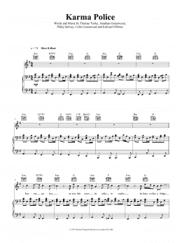 page one of Karma Police (Piano, Vocal & Guitar Chords (Right-Hand Melody))