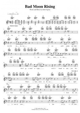 page one of Bad Moon Rising (Lead Sheet / Fake Book)
