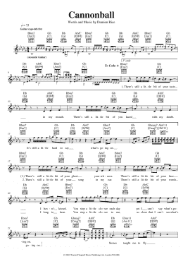 page one of Cannonball (Lead Sheet / Fake Book)