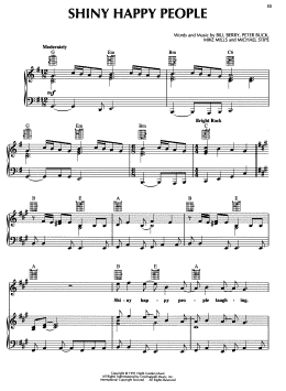 page one of Shiny Happy People (Piano, Vocal & Guitar Chords (Right-Hand Melody))