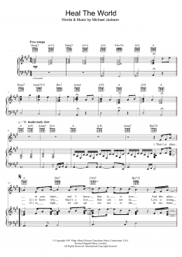 page one of Heal The World (Piano, Vocal & Guitar Chords (Right-Hand Melody))