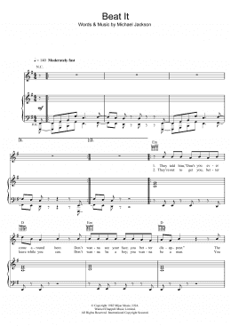 page one of Beat It (Piano, Vocal & Guitar Chords (Right-Hand Melody))