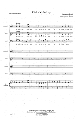 page one of Eftakh Na Sefatay (SATB Choir)