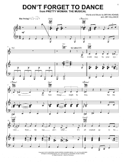 page one of Don't Forget To Dance (from Pretty Woman: The Musical) (Piano, Vocal & Guitar Chords (Right-Hand Melody))
