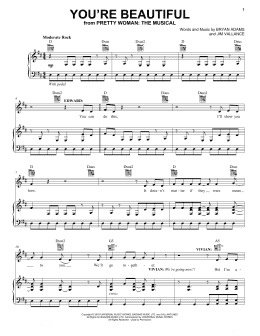 page one of You're Beautiful (from Pretty Woman: The Musical) (Piano, Vocal & Guitar Chords (Right-Hand Melody))