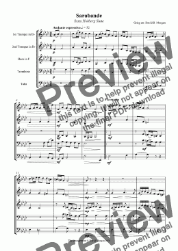 page one of Sarabande (from the Holberg Suite)