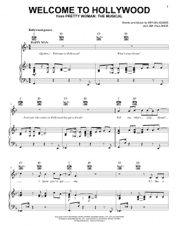 page one of Welcome To Hollywood (from Pretty Woman: The Musical) (Piano, Vocal & Guitar Chords (Right-Hand Melody))