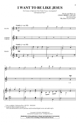 page one of I Want To Be Like Jesus (Unison Choir)