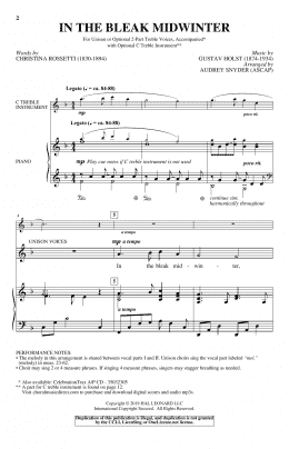page one of In The Bleak Midwinter (Unison Choir)