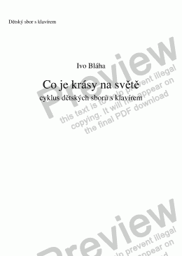 page one of CO JE KRÁSY NA SVĚTĚ cyklus dětských sborů s klavírem (Czech words)