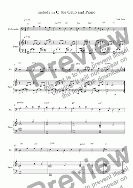page one of Melody for Cello and Piano