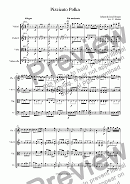 page one of Pizzicato Polka - String Quartet