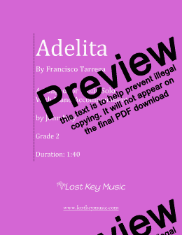 page one of Adelita-Violin Solo with Piano Accompaniment