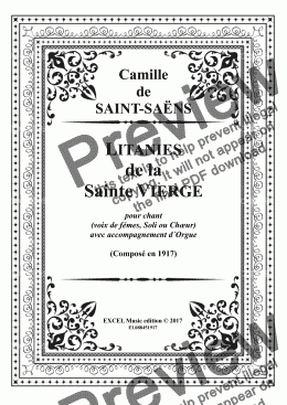 page one of LITANIES de la Sainte VIERGE - Camille de SAINT-SAËNS (Composé en 1917)