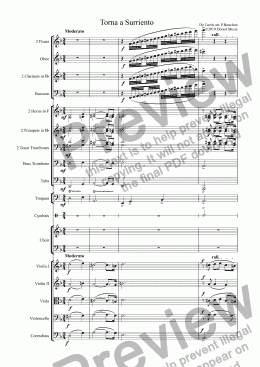 page one of Torna a Surriento for SATB Choir with Orchestra
