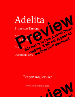 page one of Adelita-Piano Solo