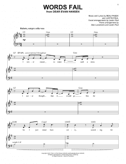 page one of Words Fail (from Dear Evan Hansen) (Piano & Vocal)