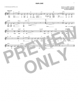 page one of Our Love (Lead Sheet / Fake Book)