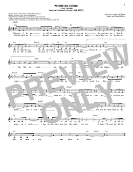 page one of Where Do I Begin (Love Theme) (Lead Sheet / Fake Book)