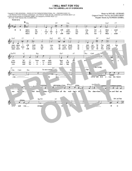 page one of I Will Wait For You (Lead Sheet / Fake Book)