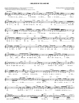page one of I Believe In You And Me (Lead Sheet / Fake Book)