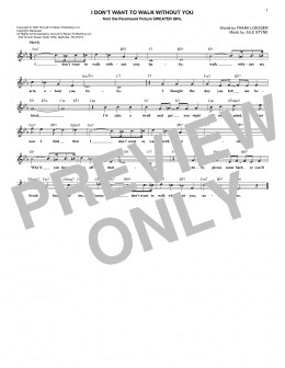 page one of I Don't Want To Walk Without You (Lead Sheet / Fake Book)