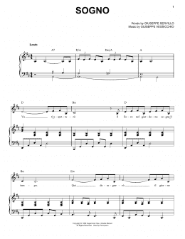 page one of Sogno (Piano & Vocal)