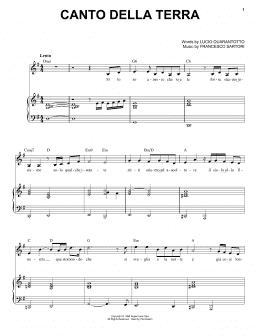 page one of Canto Della Terra (Piano & Vocal)