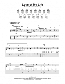 page one of Love Of My Life (Easy Guitar Tab)