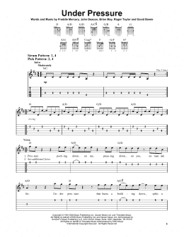 page one of Under Pressure (Easy Guitar Tab)