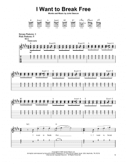 page one of I Want To Break Free (Easy Guitar Tab)